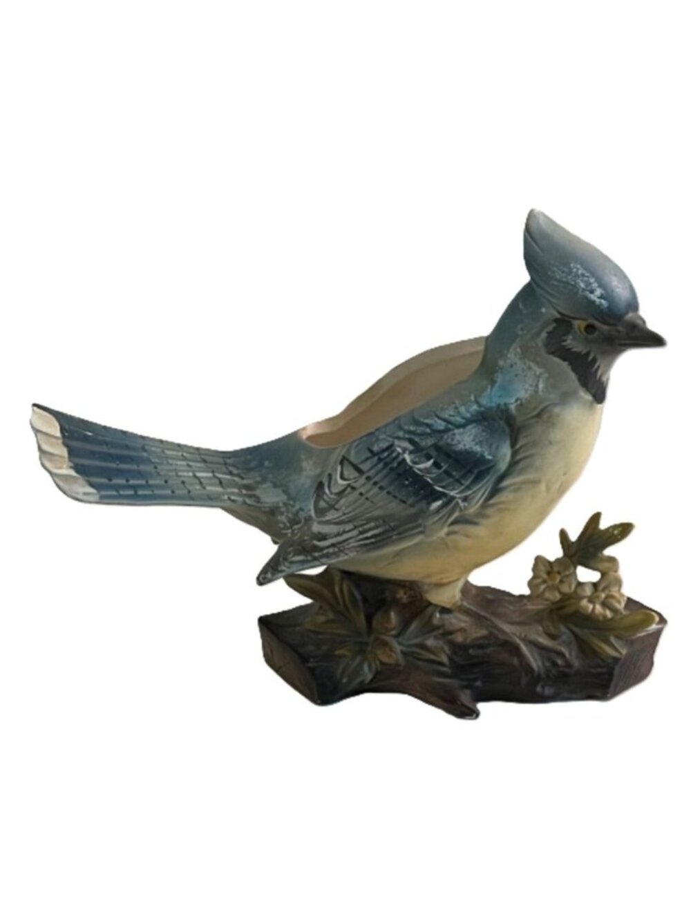 Vintage Mid-Century Velco Japan Hand Painted Blue Jay Bird Planter Figurine 9.25